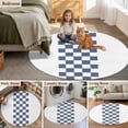 thumbnail image 6 of Round Area Rug 3ft,Classic Blue White Buffalo Tartan Plaid Washable Carpet Non-Slip Runner Accent Rugs Indoor Floor Mat for Bedroom Living Room Decor,Rural Farm, 6 of 9