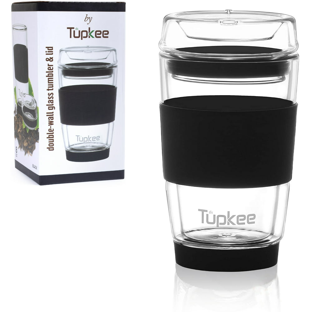 glass travel coffee mug with lid