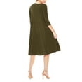 thumbnail image 3 of Women's Casual Loose Fit 3/4 Sleeve Round Neck Jersey Knit A-Line Comfy Solid Midi Dress, 3 of 4