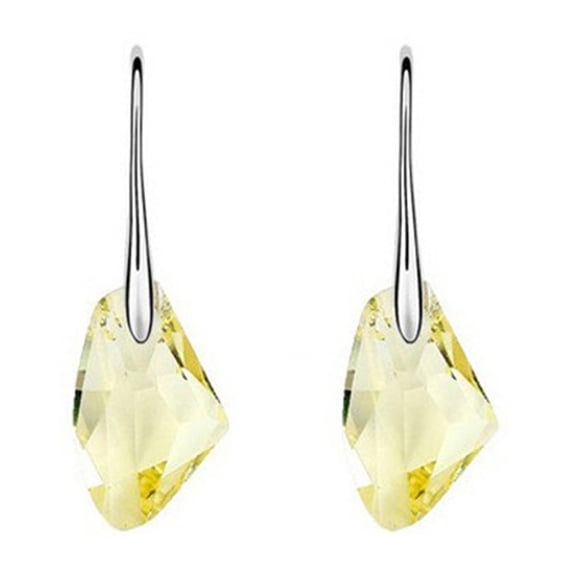Grandest Birch Women Rhinestone Dangle Drop Hook Earrings Royal Style Eardrop Jewelry Alloy, Rhinestone Yellow