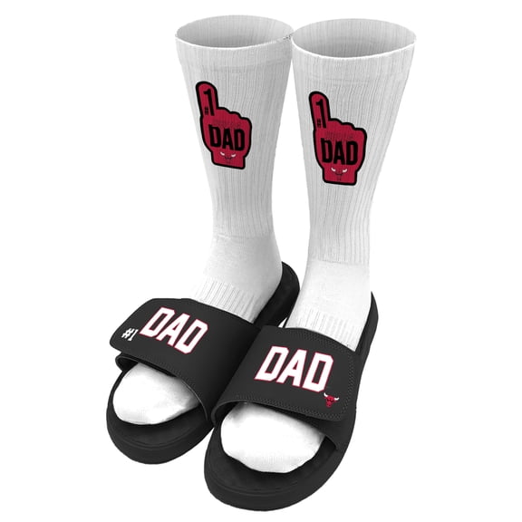 Unisex ISlide Black Chicago Bulls #1 Dad Socks & Slide Sandals Bundle