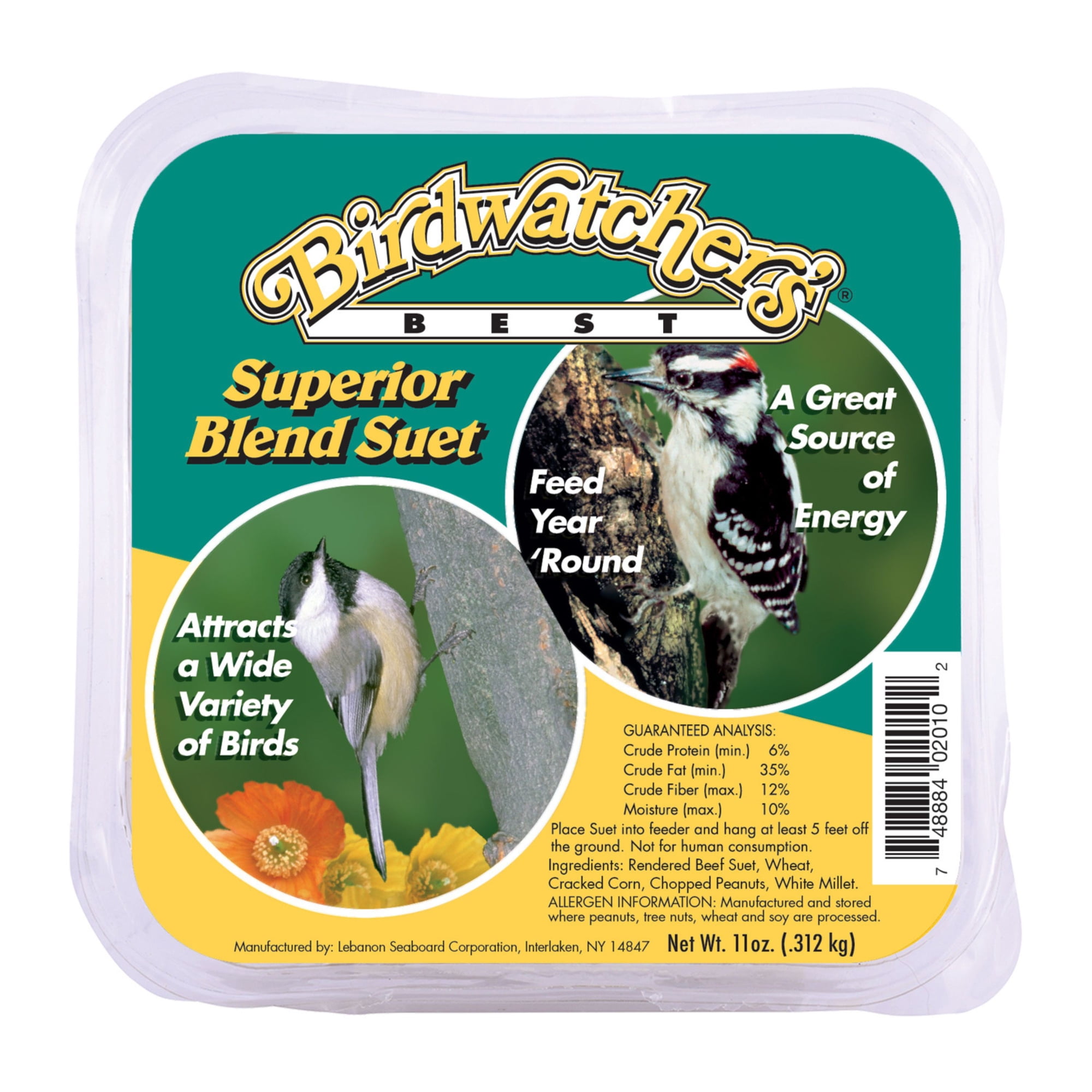 Birdwatcher's Best Suet, Superior Blend, 11 oz. - 8 Count