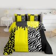 thumbnail image 2 of Homewish Fashion Abstract Teens Queen Comforter Set, Modern Zebra Cheetah Print Bedding Sets, Chic Yellow Polkadots Reversible Bedding Comforter Set, Lightweight Room Decor, 3 Pieces, 2 of 8