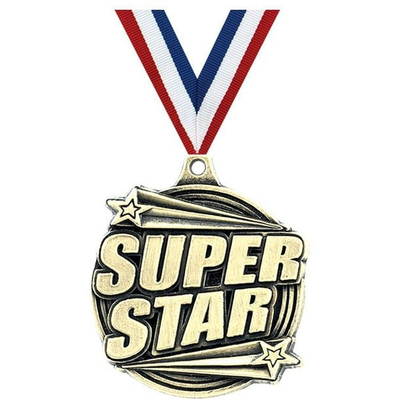 Super Star Medals, 2" Gold Diecast Super Star Medal Award 100 Pack