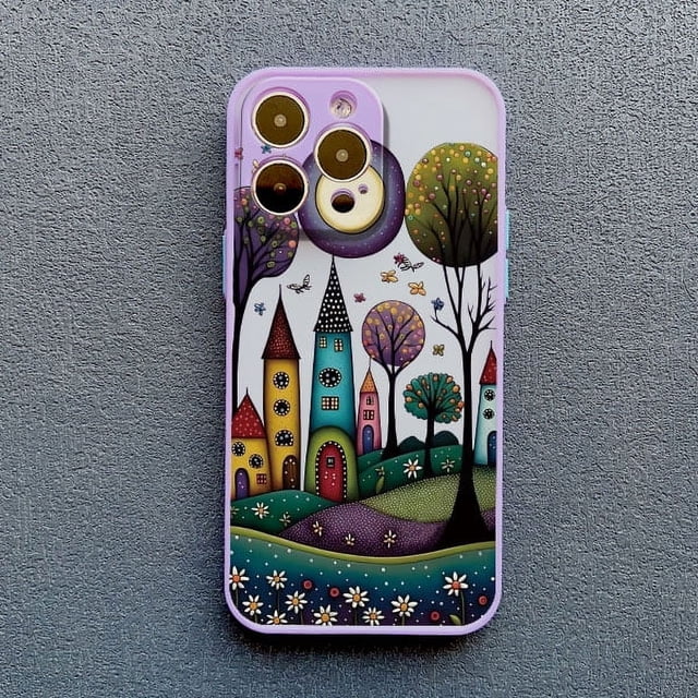 Hand Painted Forest House Phone Case For iphone 15 14 Pro Max Plus 11 13 12 Pro Max Mini X XR XS 7 8 Plus Shockproof Back Cover JIANGLANG