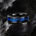 thumbnail image 4 of King Will GALAXY Mens 8mm Black Tungsten Carbide Wedding Ring with Blue Foils Inlay Beveled Edge Foils Tungsten Wedding Band Comfort Fit Size 9, 4 of 8