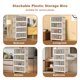 thumbnail image 5 of Contenedores de Almacenamiento Apilables con Tapa, Caja Plegable de 31.5" con Puertas y Ruedas, Juego de 4 Cubos de Plástico Grande para Hogar y Closet, 5 of 7