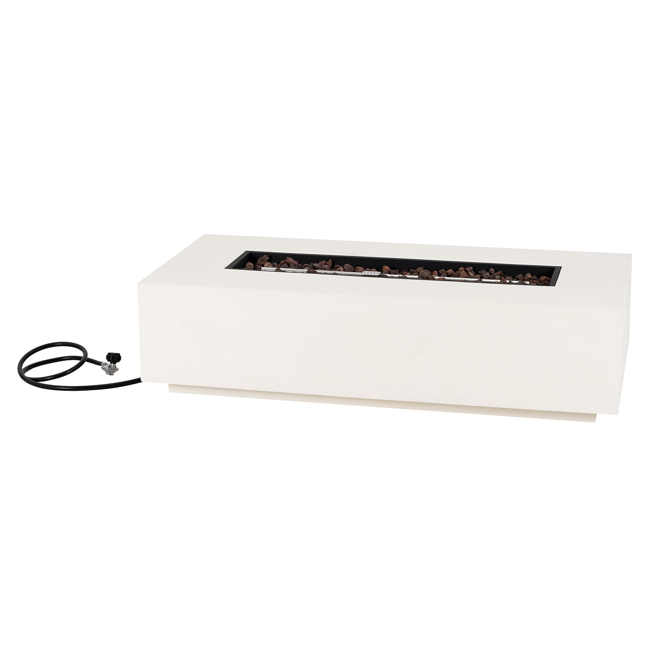 Christopher Knight Home Modern Outdoor 56" Rectangular Propane Fire Pit, 50,000 BTU, White MGO, (No Tank Cover)
