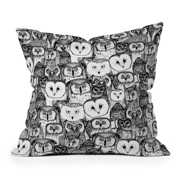 Society6 Just Owls Black White by Sharon Turner Throw Pillow