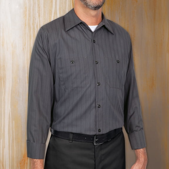 Red Kap Men's Long Sleeve Industrial Stripe Work Shirt