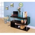 thumbnail image 3 of 55" X 47" X 30" Black High Gloss & Clear Glass Office Desk, 3 of 4