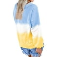 thumbnail image 4 of QAFOPEH Women Contrast Color Gradient Printed V Neck Long Sleeve Top, 4 of 5