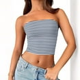 thumbnail image 7 of Striped Tube Tops for Women Teen Girls Strapless Off Shoulder Y2k Crop Bandeau Top Sleeveless Base Tee Summer (L, Blue), 7 of 7