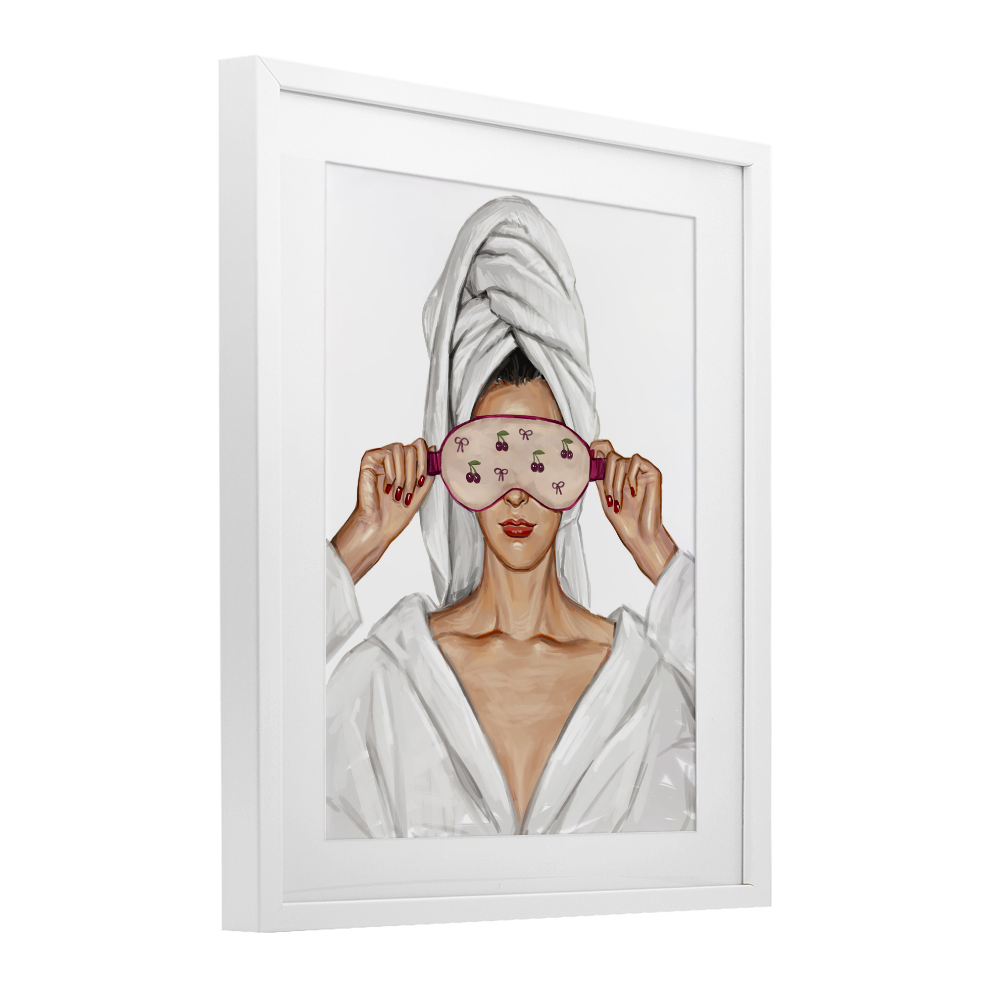 Cherry Eye Mask Fashionista White Framed Print Under Glass, design by Ziwei Li