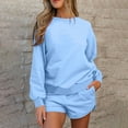 thumbnail image 5 of Women 2 Piece Outfits Sweatsuit Casual Long Sleeve Pullover and Shorts Sets Travel Tracksuit, 5 of 6