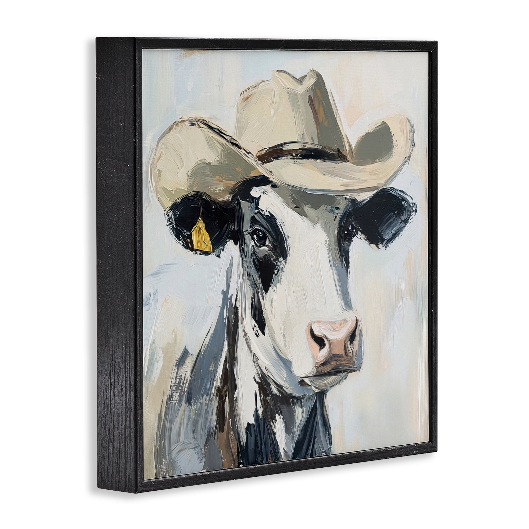 Stupell Industries Cowboy Carl Cow Black Framed Giclee Art, design by Tina LeCour