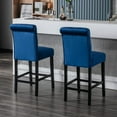 thumbnail image 4 of Bar Stools Set of 2, 26 inch Velvet Counter Height Barstools Modern Upholstered Kitchen Island Wood Bar Chairs for Home Pub/Bistro/Coffee House, Blue, 4 of 6