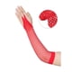 thumbnail image 3 of Guantes de malla para mujer INSPIRE CHIC, guantes sin dedos de encaje elástico hasta el codo con lazo para los dedos, talla única, rojo, 3 of 7