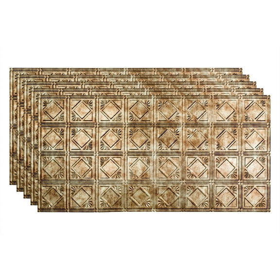 FASÄDE Traditional Style/Pattern 4 Decorative Vinyl 2ft x 4ft Glue Up Ceiling Panel in Bermuda Bronze (5 Pack)