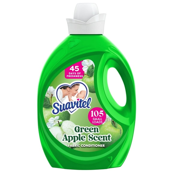 Suavitel Fabric Conditioner, Liquid Fabric Softener, 45 Days of Freshness, Green Apple Scent, 105 fl oz