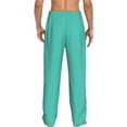 thumbnail image 6 of Mens Pajama Pants, Teal Turquoise Soft Sleep & Lounge Pants for Men, Cuteness Casual PJ Bottoms Pants with Pockets, 6 of 7