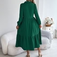 thumbnail image 6 of Spring Dresses for Women 2026 Trendy Long Sleeve Button Down Collared Ruffle Hem A Line Flowy Long Dress, 6 of 8