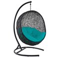 thumbnail image 2 of Modway Encase Outdoor Patio Rattan Swing Lounge Chair in Turquoise/Black, 2 of 10