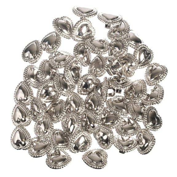 Mibo 25pcs ABS Metal Plated Shank Button -Embossed Heart Shape with Braided Rim - 24L(15mm) - Nickel