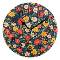 Yayeee 10" Wall Clock Battery Operated Quartz Round Silent Non-Ticking Home Decor,Vibrant Flowers