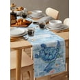 thumbnail image 6 of ERUNPONLY Blue Turtle Coastal Table Runner - 36 Inch Long Summer Beach Starfish Nautical Cotton and Linen Blended Dress Scarves Farmhouse Table Runner for Kitchen Dining, Coffee Table, 13" x 36", 6 of 8