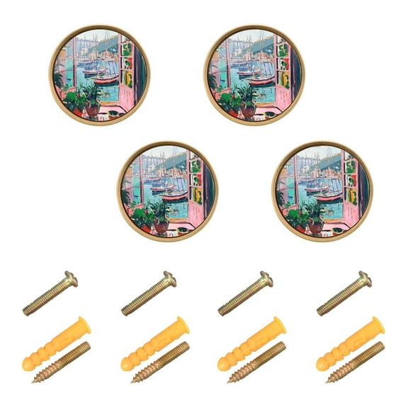 Yayeee 8 Pack Cabinet Knobs with Screws Round Zinc Drawer Pulls for Kitchen, Pink Door