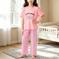 thumbnail image 2 of Bovxnpu Unisex Girls Summer Outfits Casual Loungewear Set Graphic Short Sleeve Crewneck Kids Soft Loungewear Pants Set, 2 of 6