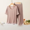 thumbnail image 2 of cfhntfmh Womens Pajamas Set Short Sleeve Sleepwear with Wide Leg Pants Nightwear Soft Cotton Modal Pj Lounge Sets, 2 of 3