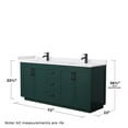 thumbnail image 6 of Wyndham Collection Miranda 72" Wood Double Bathroom Vanity in Green/Black, 6 of 7