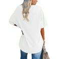 thumbnail image 2 of T Shirts Femmes Épaule Manche Courte Soleil Lune Imprimé Col Rond Manche Courte Taille T-Shirts Femmes Blanc TG, 2 of 4