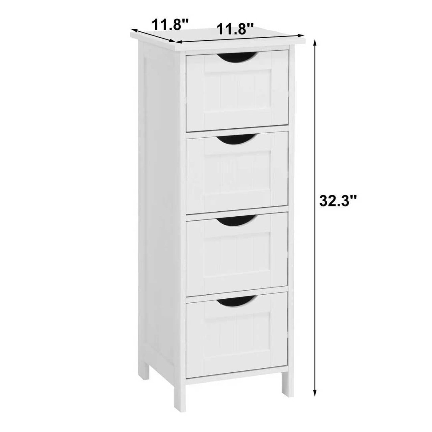 White Bathroom Storage Cabinet Freestanding with Drawers