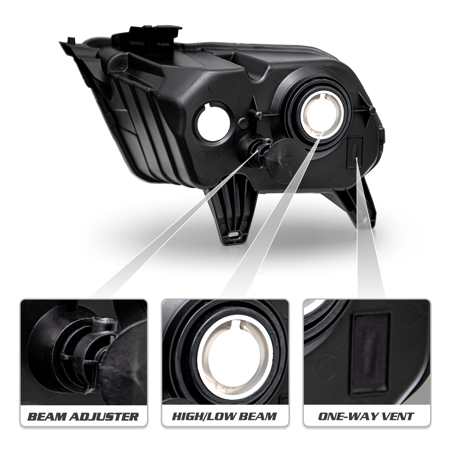 For 2010 2011 2012 2013 2014 Ford Mustang Halogen Type Headlight Headlamp Pair
