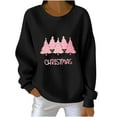 thumbnail image 2 of GuzomFashion Womens Black Christmas Sweatshirt - Loose Crewneck with Pink Tree & Merry Christmas Lettering, Inclusive Sizes S-XXXXXL,Size S, 2 of 3