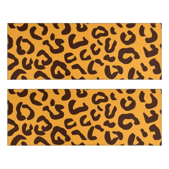 Kitchen Rugs Sets Of 2,Yellow and Black Of Leopard Print Anti Fatigue Kitchen Mat Rugs Non Slip Washable,Decorative Kitchen Floor Mats for Kitchen,Sink,Laundry,17"X47"