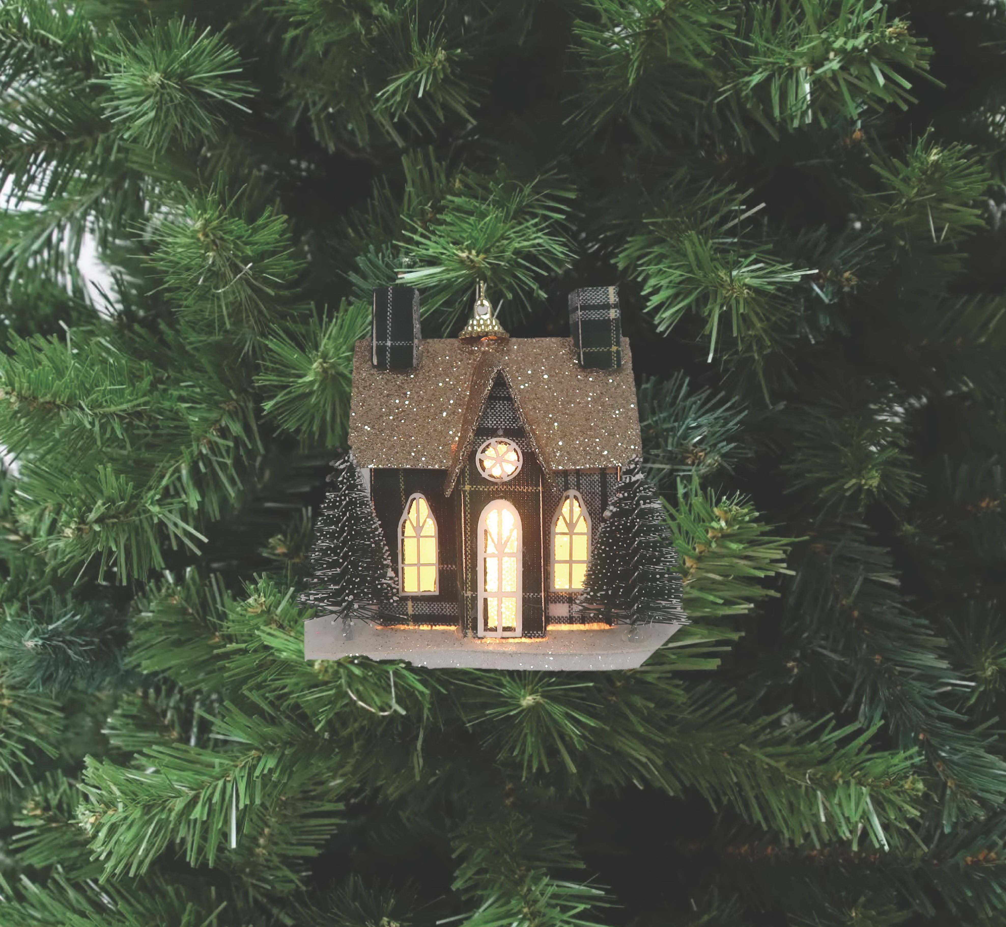 GT Décoration de maison à carreaux verts à LED