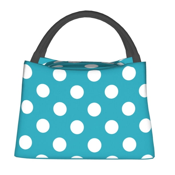 Fotbe Sky Blue And White Polka Dot Bolsa Térmica Portátil con Estampado, Bolsa de Entrega de Alimentos Aislada, Bolsa Reutilizable de Gran Capacidad para Comidas y Supermercado