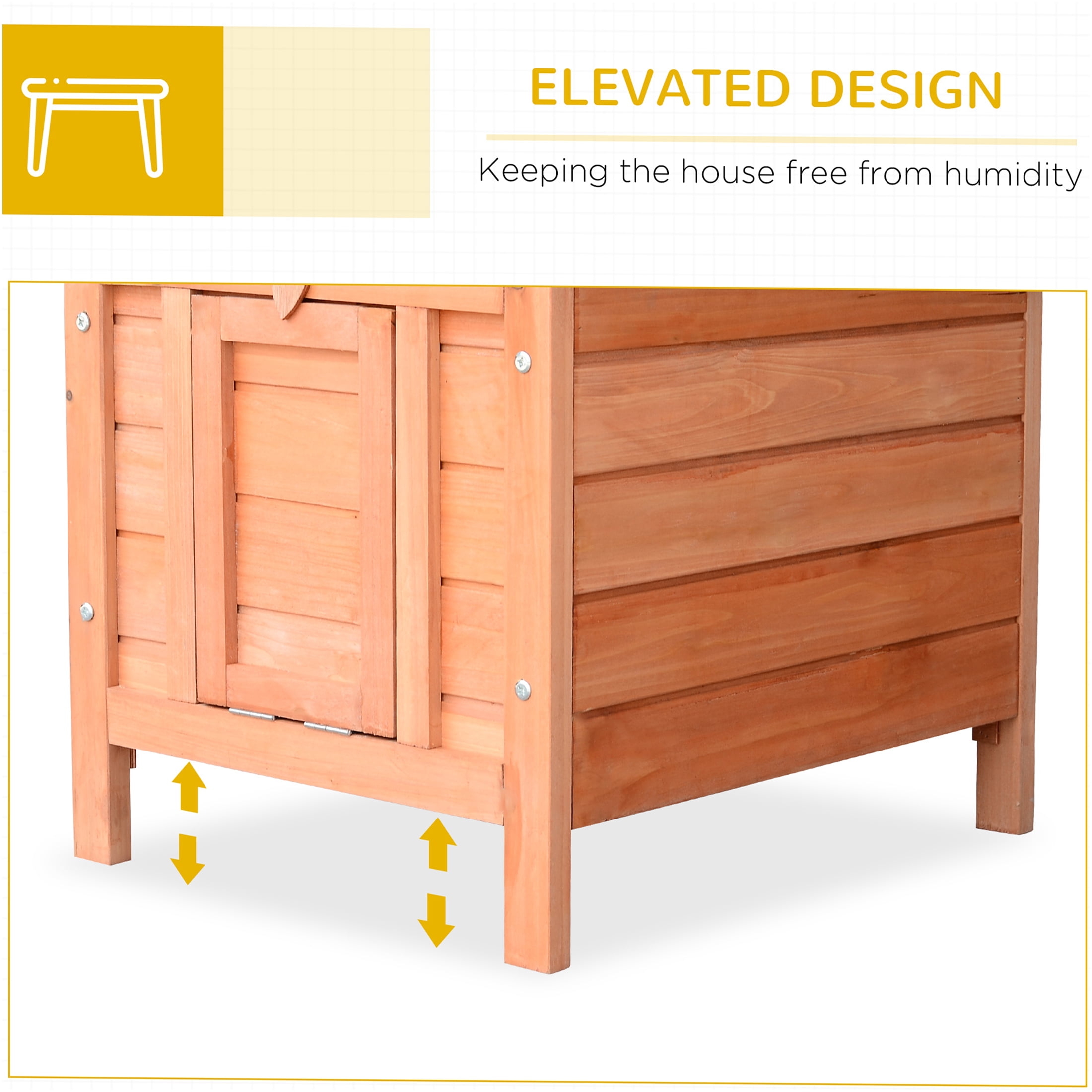 JERFIT Outdoor Rabbit Hutch with Waterproof Roof, Small Animal Cage Wooden House for Rabbits, Guinea Pigs, Ducks, Puppies, Raised Floor, Easy-Clean, Weather Resistant, Natural