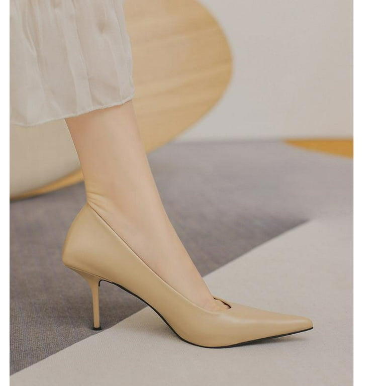 Women s professional high heels Ladies Fashion Solid Color Leather