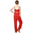 thumbnail image 2 of TiaoBug Girls Latin Dance Outfits Sequin Tassels Crop Top with Fringe Pants Cha Cha Tango Performance Wear Red 8, 2 of 7