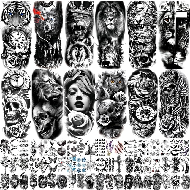 Tatuajes temporales JEEFONNA, 72 hojas para hombres, mujeres y adultos
