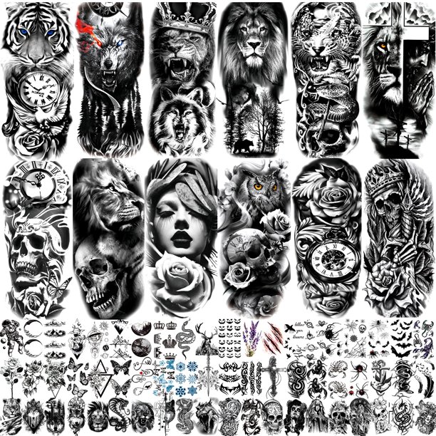 Tatuajes temporales JEEFONNA, 72 hojas para hombres, mujeres y adultos