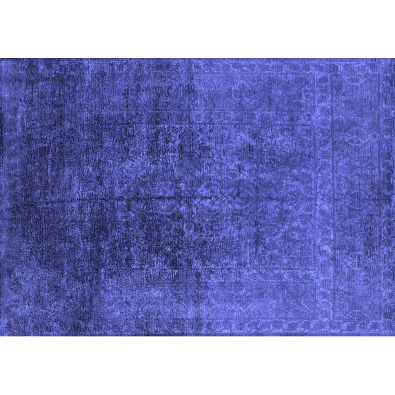 Ahgly Company Machine Washable Indoor Rectangle Oriental Blue Industrial Area Rugs, 6' x 9'