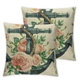thumbnail image 2 of Jiayy Anchor Pillows Decorative Throw Pillow Cover Case Nautical Marine Flower Rope Pillow Case Valentine's Day Square Cushion Cover for Sofa Bed Peach Pink Gray  2pcs, 2 of 6