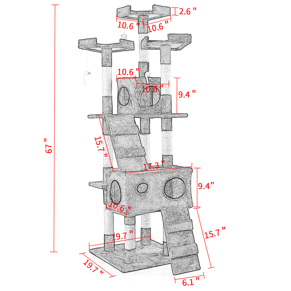 Kadyn Multi-level Cat Tree, Cat Tree Condo with 3 Perches, 66" Cat Tower for Indoor, Beige Kadyn Multi-level Cat Tree, Cat Tree Condo with 3 Perches, 66" Cat Tower for Indoor, Beige
