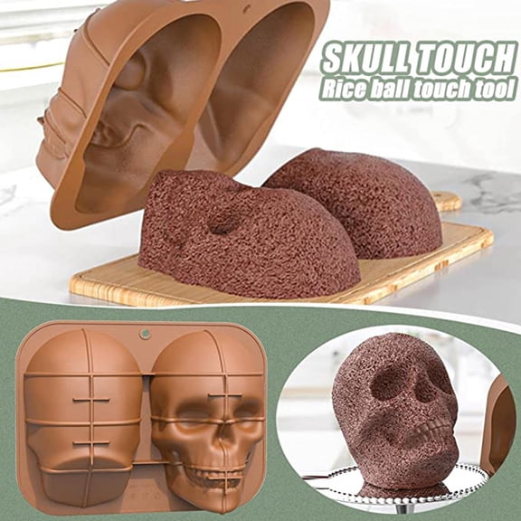 5.4*7.1*8.5 Inch Extra Large Silicone Skull Cake Mold Haunted Skull Baking Cake Pan for Halloween and Birthday Party